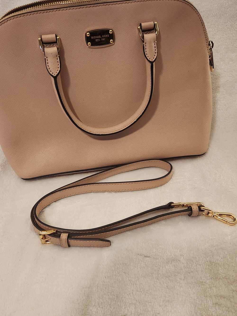 Michael Kors Cindy Large Leather Dome Satchel Blossom Pink/Ballet - Picture 4 of 9